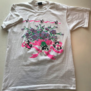 Vintage Screen Stars 50/50 Puffy Print Cat Tee